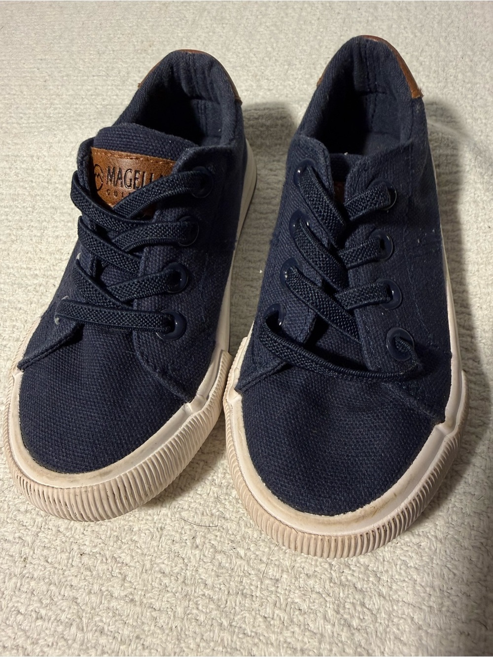 Magellan Outdoors Kids Navy Canvas Lace-Up Sneakers with White Sole